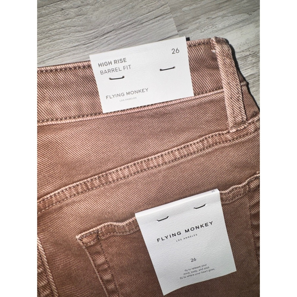 Flying Monkey Barrel Fit Jeans Women Brown High Rise Seam Detail Size 26 NWT - Picture 6 of 8